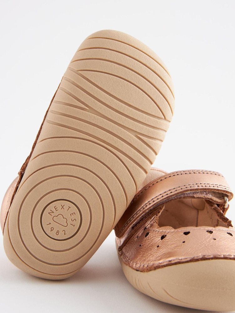 Rose Gold Pink Leather Standard Fit (F) Crawler Mary Jane Shoes - Image 5 of 5
