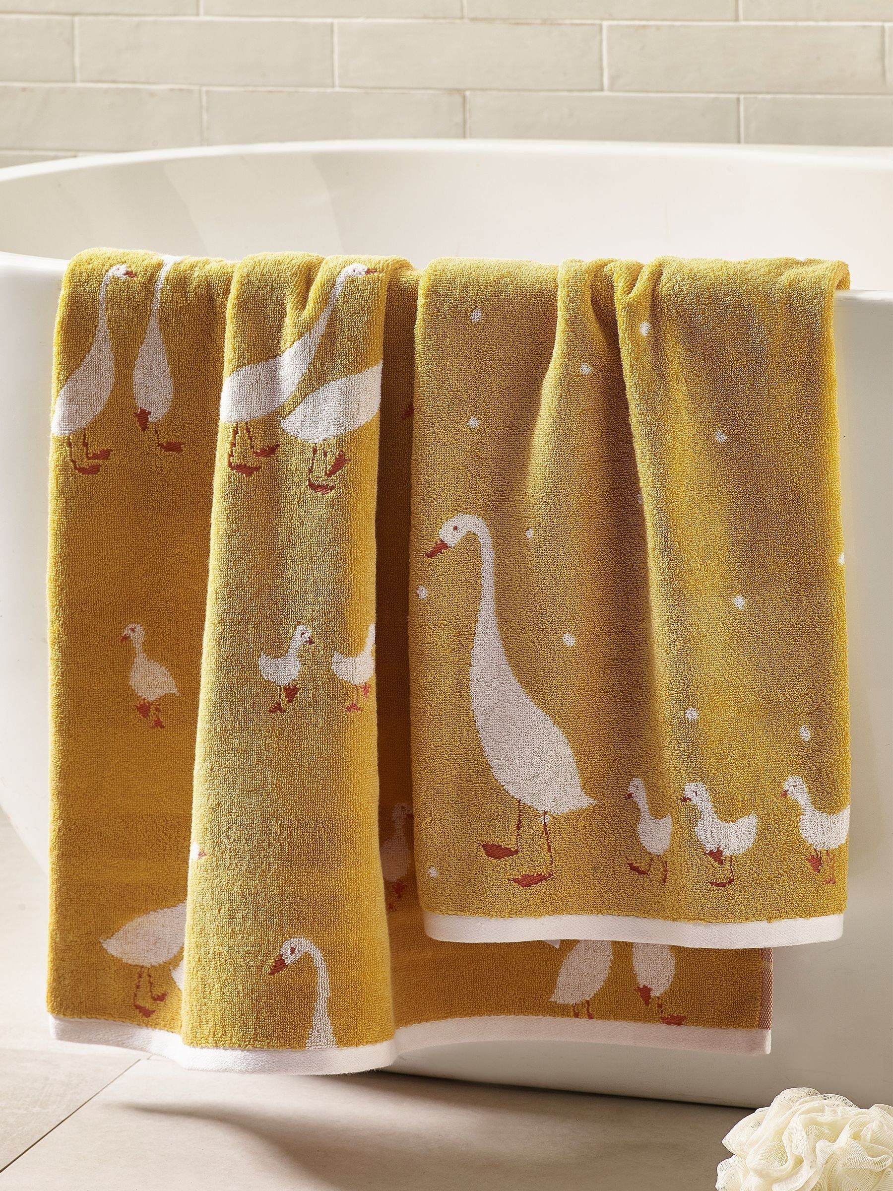 Buy Yellow Goose And Friends 100 Cotton Towel from Next Luxembourg