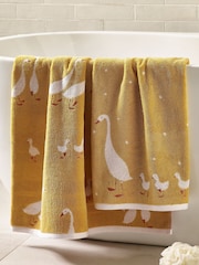 Yellow Goose And Friends 100% Cotton Towel - Image 1 of 4