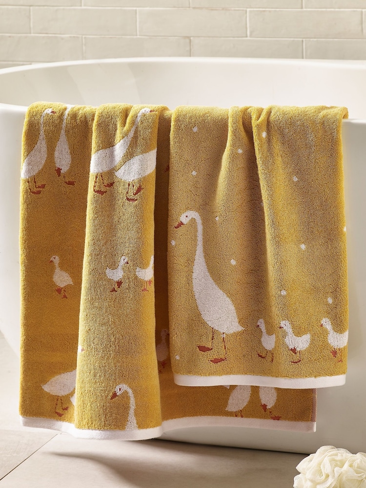 Yellow Goose And Friends 100% Cotton Towel - Image 1 of 4