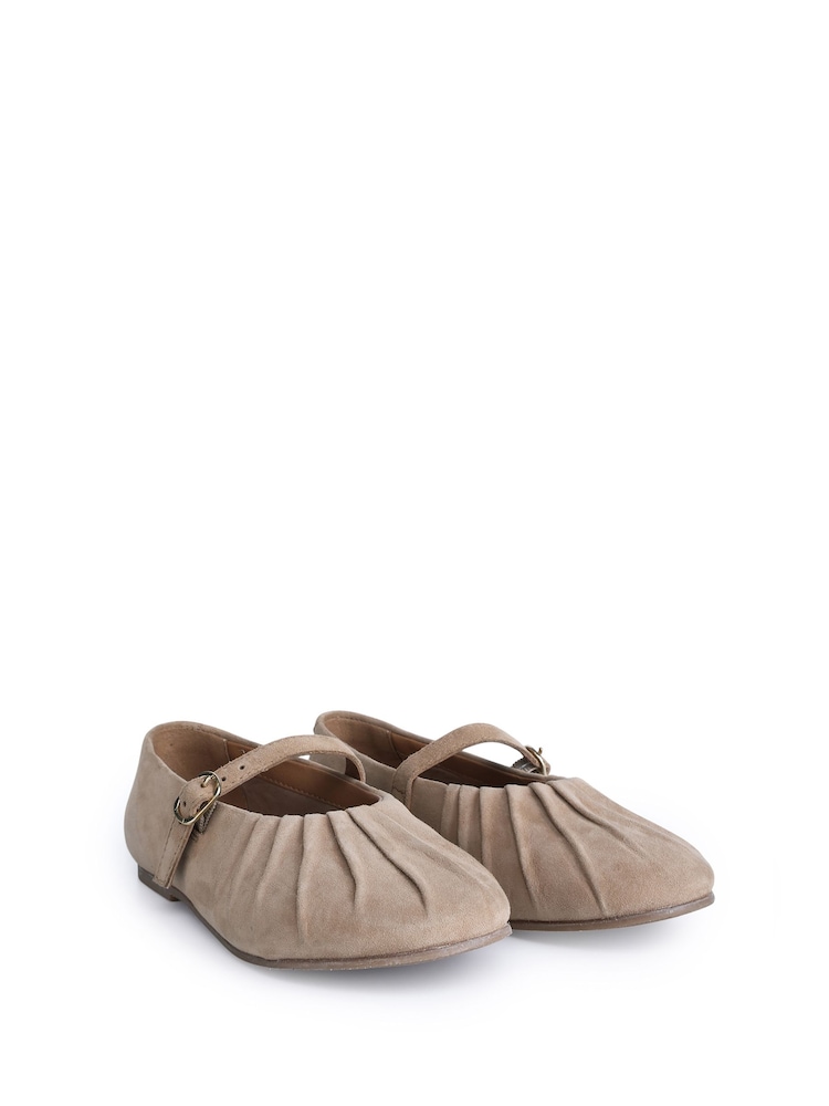Off The Hook Natural Rosalie Suede Leather Mary Jane Ballet Flats - Image 1 of 6 Off The Hook Natural Rosalie Suede Leather Mary Jane Ballet Flats - Image 1 of 6