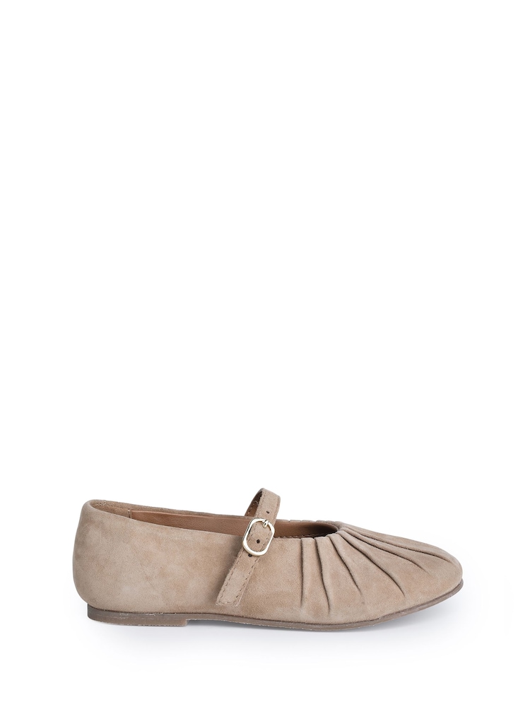 Off The Hook Natural Rosalie Suede Leather Mary Jane Ballet Flats - Image 2 of 6 Off The Hook Natural Rosalie Suede Leather Mary Jane Ballet Flats - Image 2 of 6