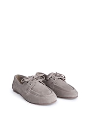 Off The Hook Grey Mirabel Suede Leather Lace-Up Casual Loafers - Image 1 of 6