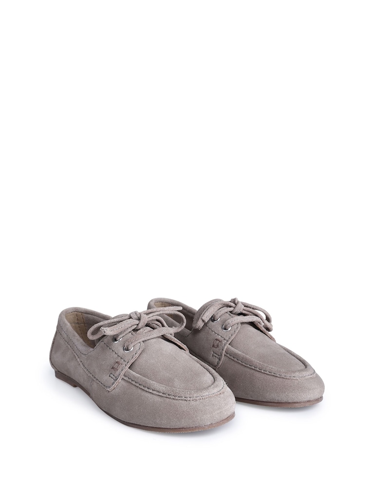 Off The Hook Grey Mirabel Suede Leather Lace-Up Casual Loafers - Image 1 of 6