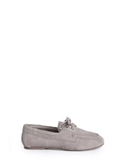 Off The Hook Grey Mirabel Suede Leather Lace-Up Casual Loafers - Image 2 of 6
