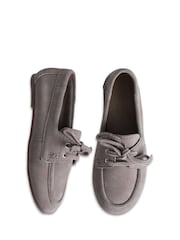 Off The Hook Grey Mirabel Suede Leather Lace-Up Casual Loafers - Image 6 of 6