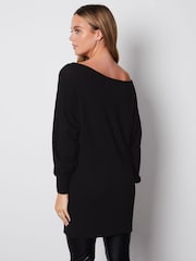 Threadbare Black Slash Neck Tunic Jumper - Image 2 of 4