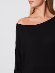 Threadbare Black Slash Neck Tunic Jumper - Image 4 of 4