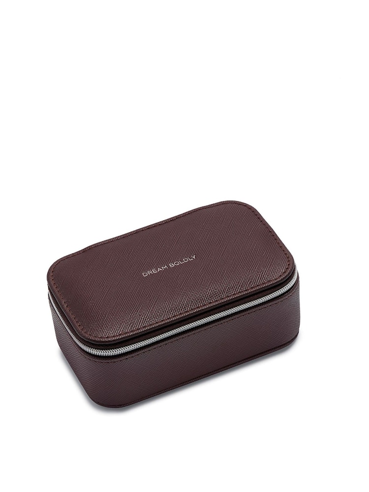 Estella Bartlett Brown Brown Saffiano Mini Jewellery Box - Image 1 of 4 Estella Bartlett Brown Brown Saffiano Mini Jewellery Box - Image 1 of 4