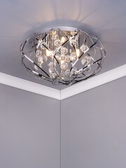 Dar Lighting Silver Riya 3 Light Flush Fitting Ceiling Light - Image 1 of 4