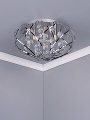 Dar Lighting Silver Riya 3 Light Flush Fitting Ceiling Light - Image 2 of 4