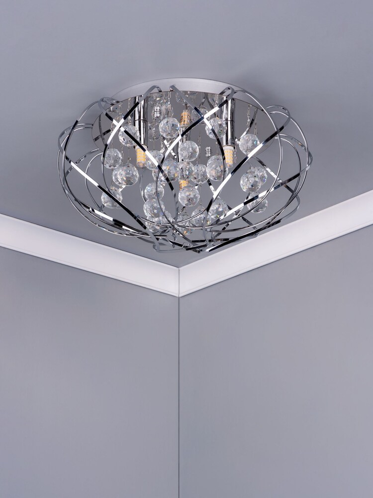 Dar Lighting Silver Riya 3 Light Flush Fitting Ceiling Light - Image 2 of 4 Dar Lighting Silver Riya 3 Light Flush Fitting Ceiling Light - Image 2 of 4