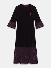Mint Velvet Velvet Lace Trim Midi Dress - Bild 7 von 8