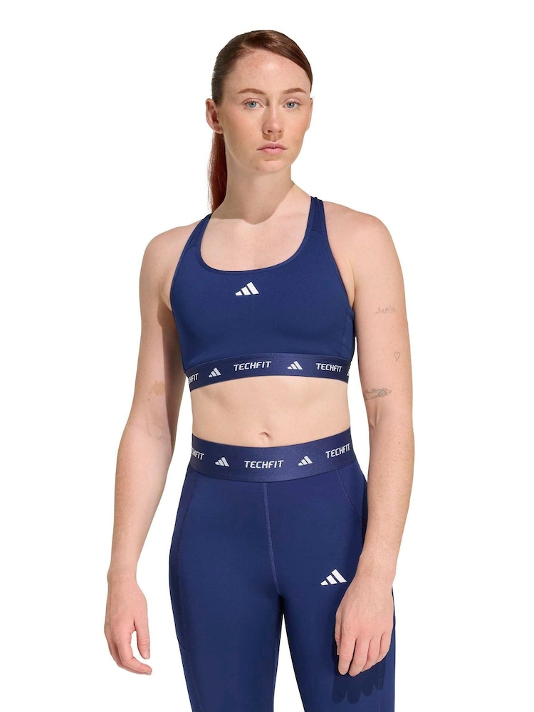 adidas Blue Techfit Bra - Image 1 of 9 adidas Blue Techfit Bra - Image 1 of 9