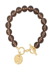 The Edit by Estella Bartlett Gold Tone Chunky Smokey Quartz with Hammered Disc Charm Bracelet - Image 2 of 3