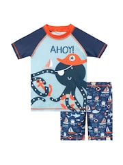 Harry Bear Blue Nautical Print Top And Short Set - Image 1 of 4