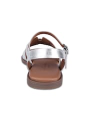 Off The Hook Silver Isabella Leather Slingback Open-Toe Flat Sandals - Image 5 of 6