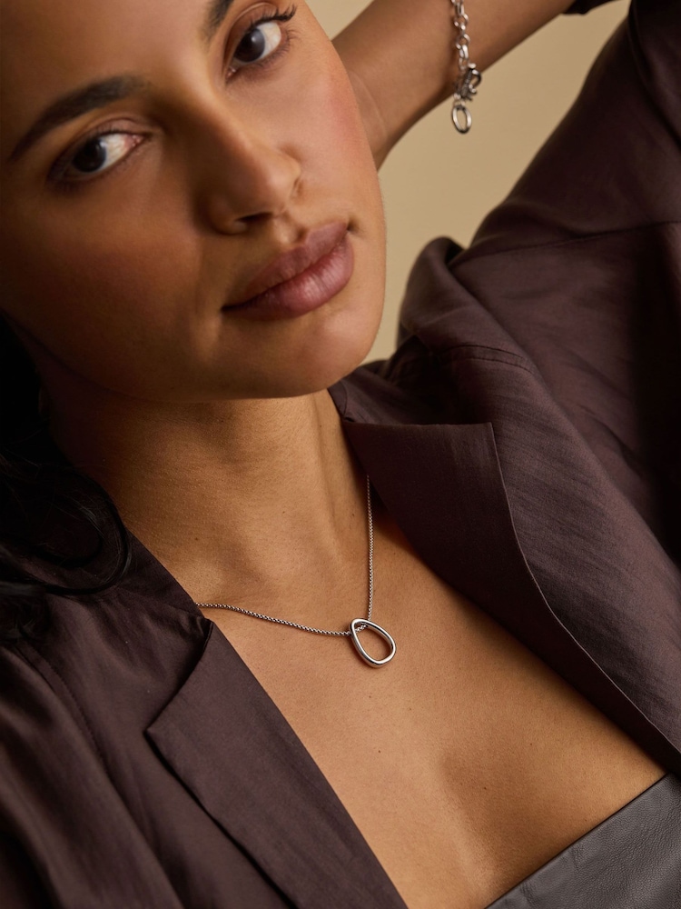 The Edit by Estella Bartlett Silver Open Abstract Drop Pendant - Image 1 of 5 The Edit by Estella Bartlett Silver Open Abstract Drop Pendant - Image 1 of 5