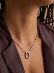 The Edit by Estella Bartlett Silver Open Abstract Drop Pendant - Image 2 of 5