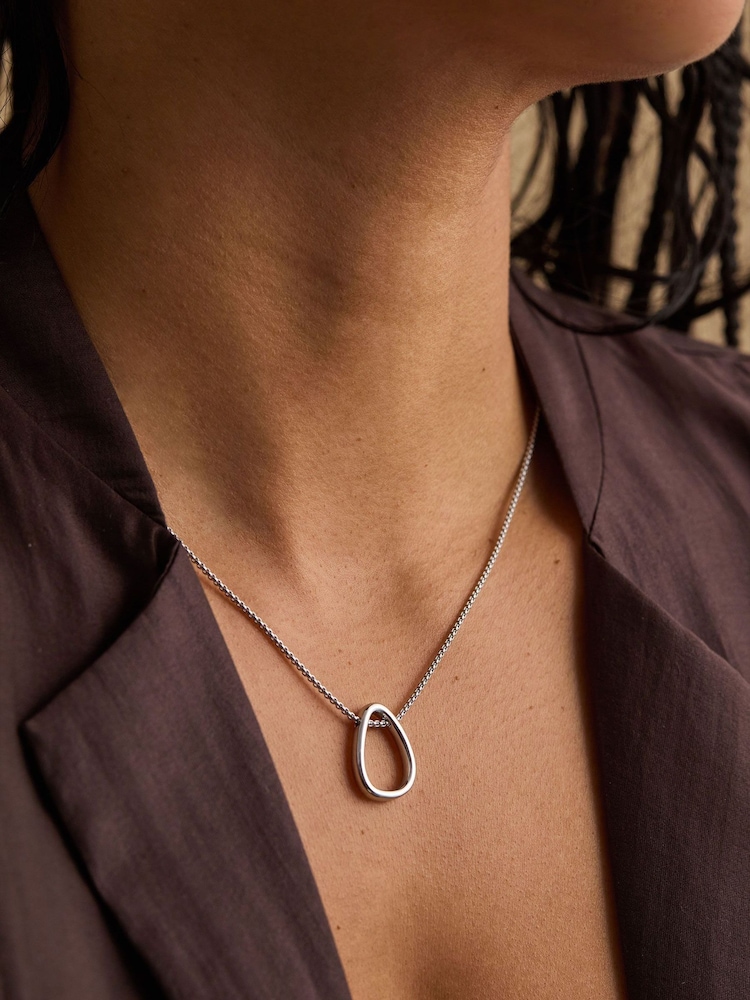 The Edit by Estella Bartlett Silver Open Abstract Drop Pendant - Image 2 of 5 The Edit by Estella Bartlett Silver Open Abstract Drop Pendant - Image 2 of 5
