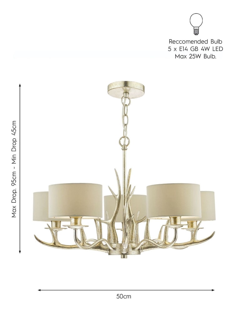 Laura Ashley Gold Mulroy Antler Chandelier 5 Light Ceiling Light - Image 6 of 6