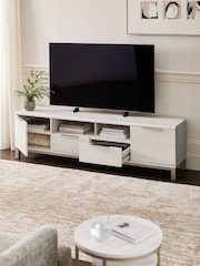 White Bronx Up to 80 inch Oak Effect Slim TV Unit - Image 2 of 8