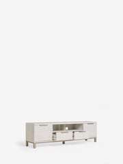 White Bronx Up to 80 inch Oak Effect Slim TV Unit - Image 6 of 8
