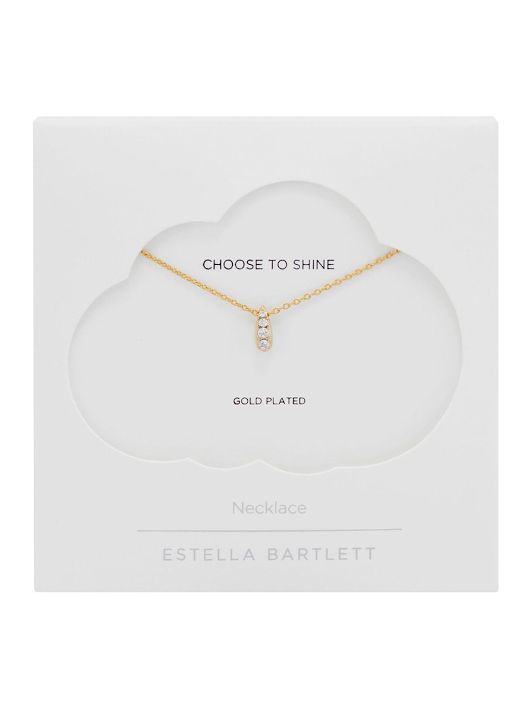 Estella Bartlett Gold Tone Pave Teardrop Necklace - Image 4 of 4 Estella Bartlett Gold Tone Pave Teardrop Necklace - Image 4 of 4