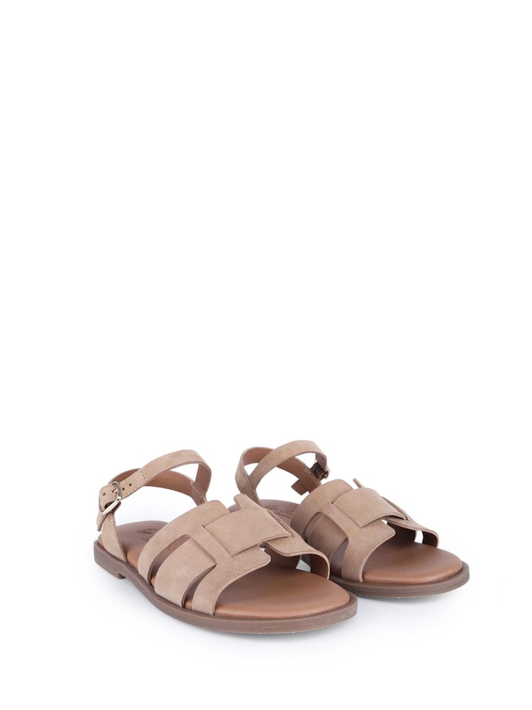 Off The Hook Natural Isabella Leather Slingback Open-Toe Flat Sandals - Image 1 of 6 Off The Hook Natural Isabella Leather Slingback Open-Toe Flat Sandals - Image 1 of 6