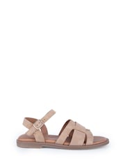 Off The Hook Natural Isabella Leather Slingback Open-Toe Flat Sandals - Image 2 of 6