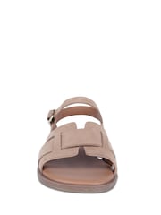 Off The Hook Natural Isabella Leather Slingback Open-Toe Flat Sandals - Image 4 of 6