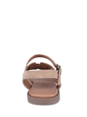 Off The Hook Natural Isabella Leather Slingback Open-Toe Flat Sandals - Image 5 of 6