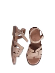 Off The Hook Natural Isabella Leather Slingback Open-Toe Flat Sandals - Image 6 of 6