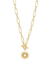 The Edit by Estella Bartlett Gold Tone Sunburst Pave Pendant Necklace - Image 2 of 4