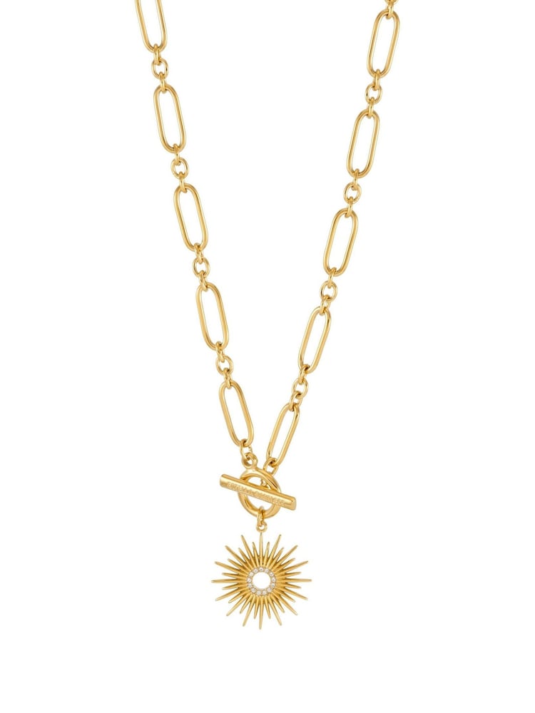 The Edit by Estella Bartlett Gold Tone Sunburst Pave Pendant Necklace - Image 2 of 4 The Edit by Estella Bartlett Gold Tone Sunburst Pave Pendant Necklace - Image 2 of 4