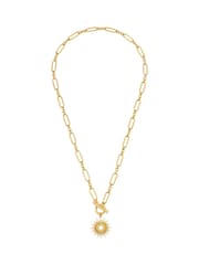 The Edit by Estella Bartlett Gold Tone Sunburst Pave Pendant Necklace - Image 3 of 4
