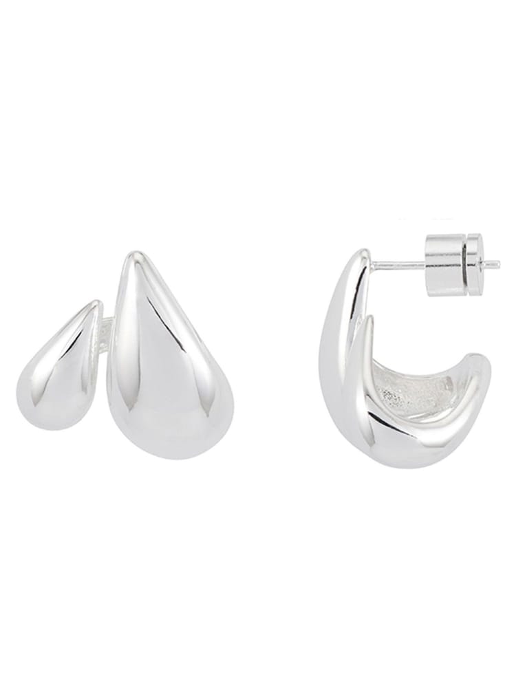 The Edit by Estella Bartlett Silver Double Teardrop Illusion Hoops - Image 2 of 3 The Edit by Estella Bartlett Silver Double Teardrop Illusion Hoops - Image 2 of 3