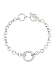 The Edit by Estella Bartlett Silver Tone Molten Circle Pave Bracelet - Image 2 of 3