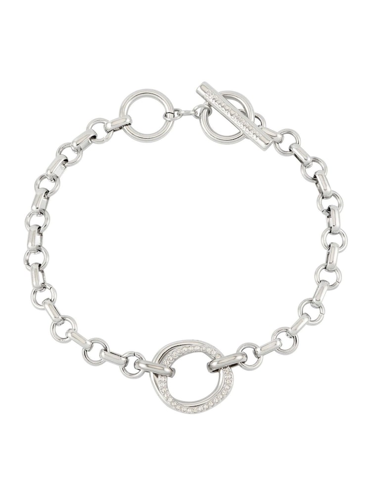 The Edit by Estella Bartlett Silver Tone Molten Circle Pave Bracelet - Image 2 of 3 The Edit by Estella Bartlett Silver Tone Molten Circle Pave Bracelet - Image 2 of 3