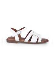 Off The Hook White Isabella Leather Slingback Open-Toe Flat Sandals - Image 2 of 6