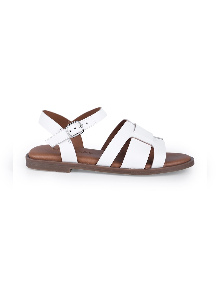 Off The Hook White Isabella Leather Slingback Open-Toe Flat Sandals - Image 2 of 6 Off The Hook White Isabella Leather Slingback Open-Toe Flat Sandals - Image 2 of 6