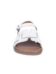 Off The Hook White Isabella Leather Slingback Open-Toe Flat Sandals - Image 4 of 6