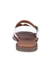 Off The Hook White Isabella Leather Slingback Open-Toe Flat Sandals - Image 5 of 6