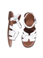 Off The Hook White Isabella Leather Slingback Open-Toe Flat Sandals - Image 6 of 6