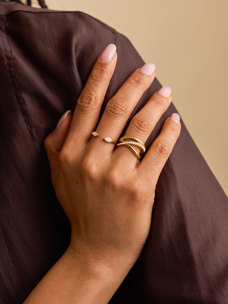 The Edit by Estella Bartlett Gold Tone Open Ring with Pave Marquise - Image 1 of 4
