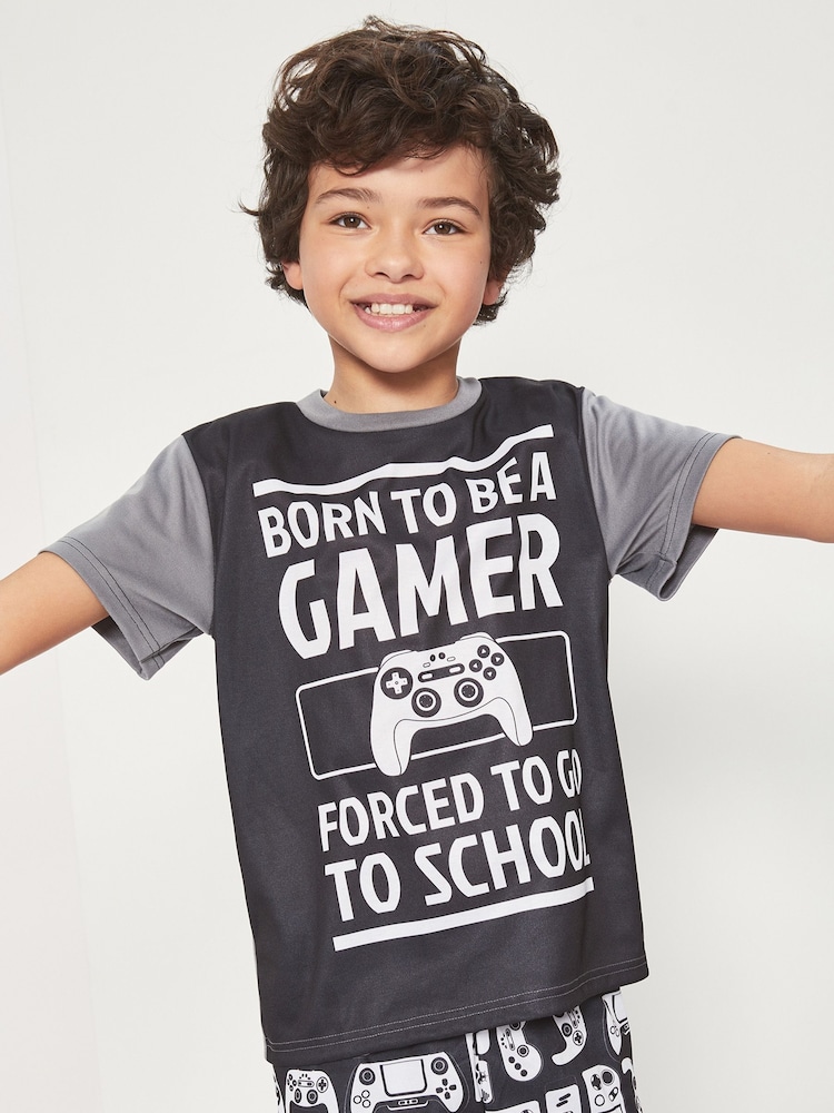 Pyjama Gaming Harry Bear Garçon - Manches Rouges, Motif Manette De Jeu