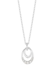Estella Bartlett Silver Tone Interlinked Oval Pave Necklace - Image 1 of 4