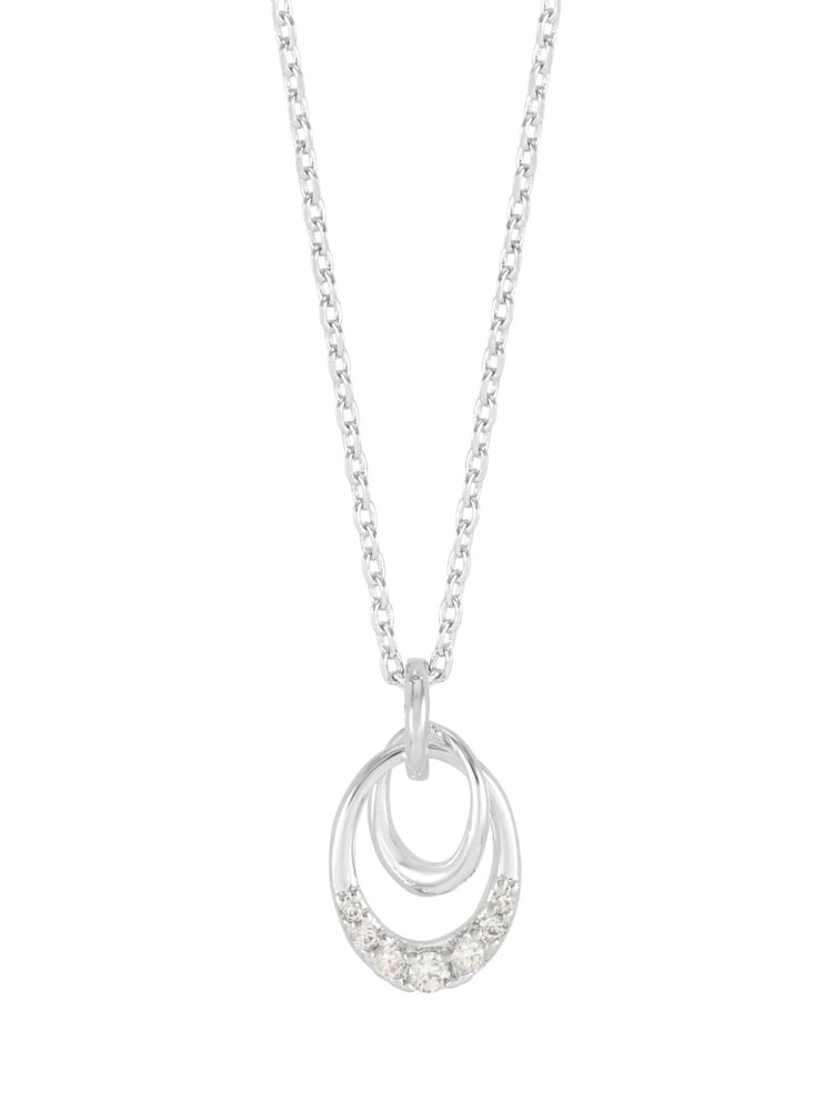 Estella Bartlett Silver Tone Interlinked Oval Pave Necklace - Image 1 of 4