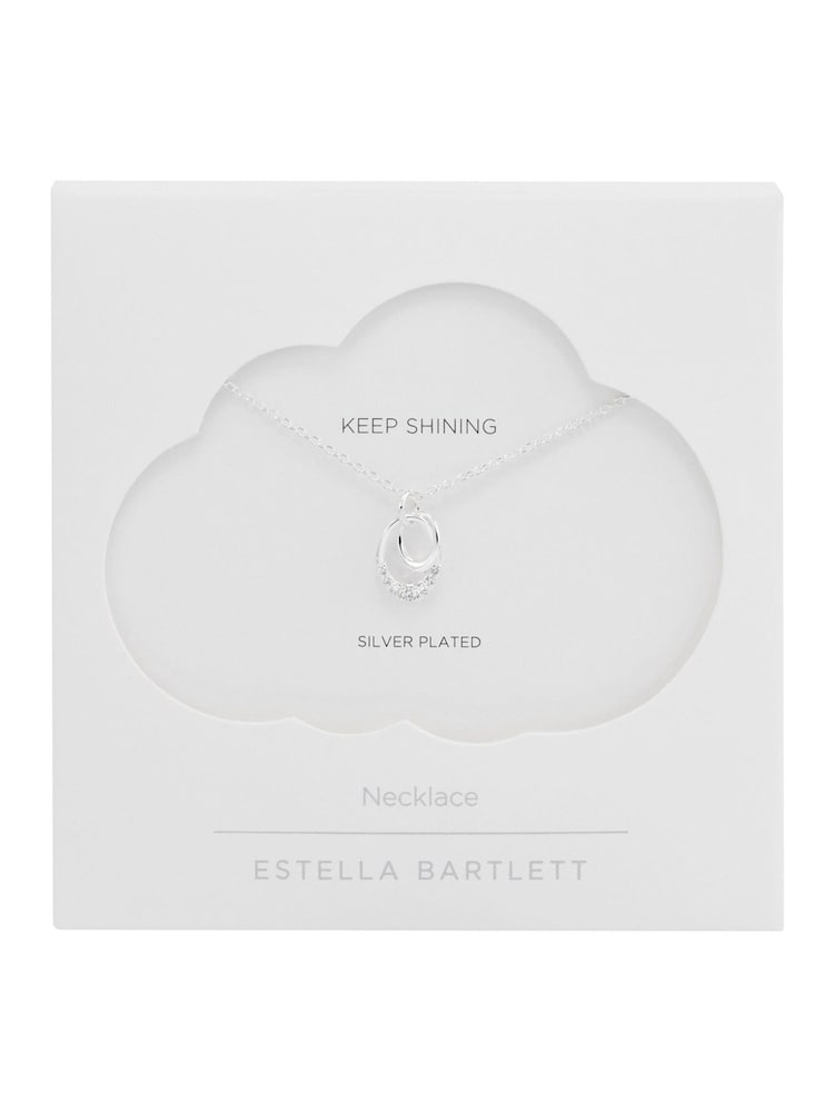 Estella Bartlett Silver Tone Interlinked Oval Pave Necklace - Image 2 of 4