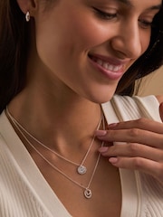 Estella Bartlett Silver Tone Interlinked Oval Pave Necklace - Image 4 of 4